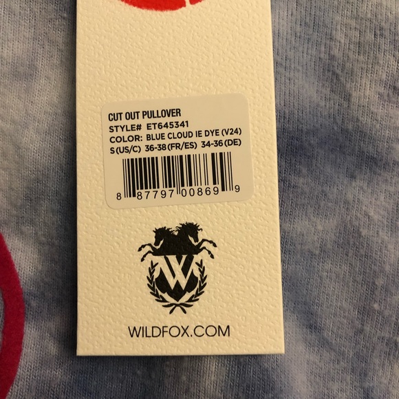 Wildfox Cut Out Pullover in Blue Cloud Tie Dye Size Small - Picture 4 of 4